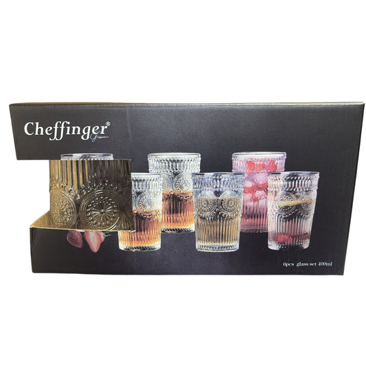 Cheffinger, set di bicchieri  6 pezzi in stile vintage